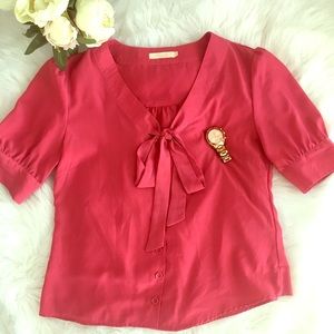 Tie front top in pink by Tulle